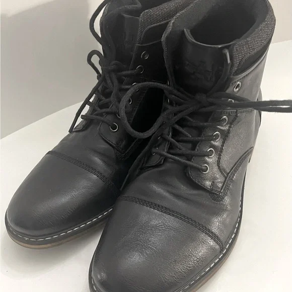 Ashford Hayes Men's Black Faux Leather Boots Size 9Medium Lace Up Good Condition - Picture 6 of 13